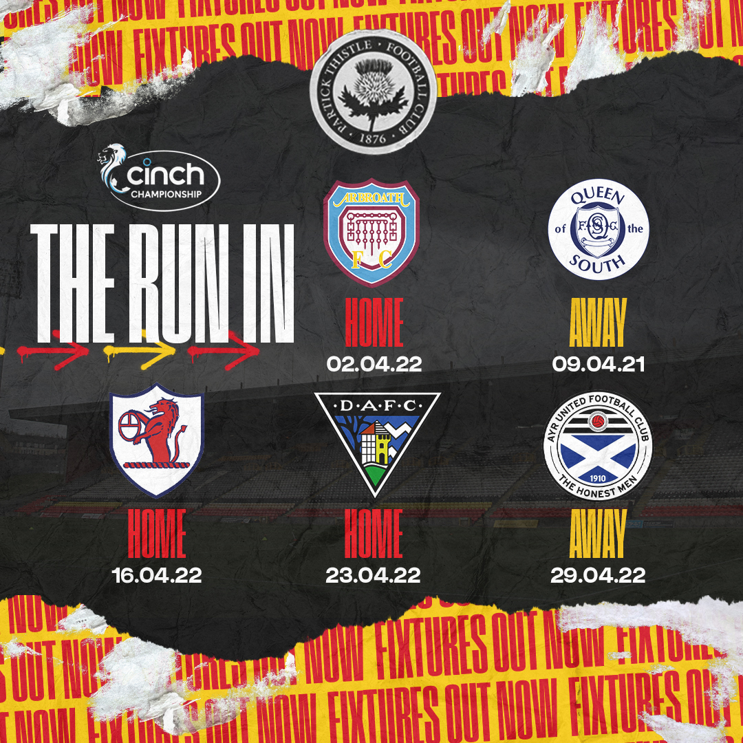 2021/22 cinch Championship fixtures announced Partick Thistle FC